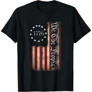 Men's Daily Short Sleeve Classic Top 1776 We The People Patriotic American Constitution T-Shirt