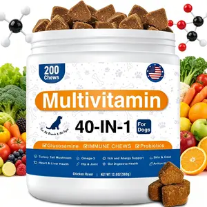40-in-1 Dog Multivitamin Chews All-in-One Support for Hip & Joint, Gut Health, Skin Coat & Immune Dog Multivitamin Treats for All Breeds & Ages（200ct）Canine Nutritional Supplement Daily Canine Wellness