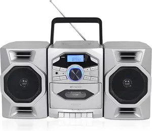 Emerson Portable CD Player Boombox with Cassette Player, Tape Recorder, AM/FM Radio, MP3 AUX Input, Detachable Speakers, AC/DC & Battery Operated – Stereo System for Home, Travel, Indoor & Outdoor Use