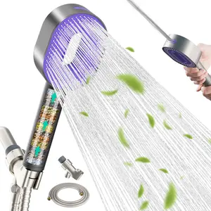 Hibbent Filtered Shower Head with Handheld, High Pressure Water Flow and Multiple Spray Modes Shower Head with Filter, 20 Stage Shower Filter，Water Softener Filters Beads for Hard Water -Remove Chlorine