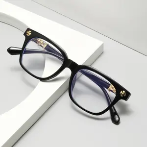 Vintage Cross Floral Square Eyeglass Frames, Unisex Light Luxury Clear Lens Glasses, Anti Blue Light Eyewear for Business Daily Wear, Multiple Colors Black & Transparent Available, Fashion Decor Glasses Ideal Gift for Men Women
