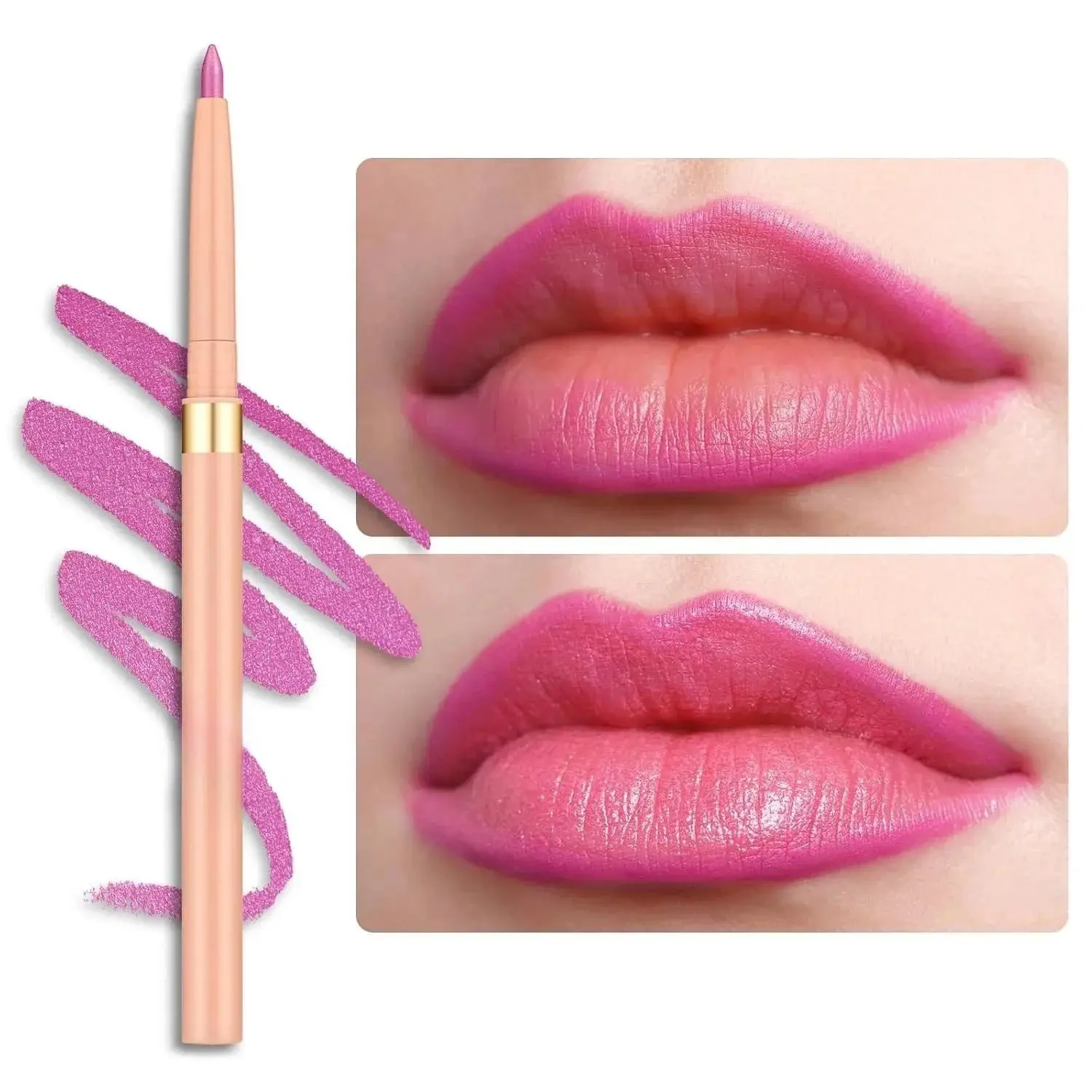 Waterproof Retractable Lipliner Pencil - Smooth, Creamy Cosmetic for Precision Application, Lip Contour and Stain Looks, Overlined Lips Aesthetic, Vegan & Cruelty-Free, Lip Liner Stain, Makeup