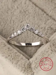 S925 Sterling Silver Luxury Artificial Zircon Decorated Ring, Statement Ring, Fashion Accessories for Women, Trendy All-match & Exquisite Jewelry for Birthday Gift, Elegant Everyday Ring