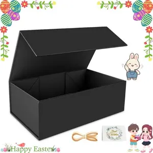 Luxury Packaging Gift Box – Magnetic Lid 9.5×6×3 Collapsible Black Gift Box for Gifts, Weddings, Birthdays & Special Occasions