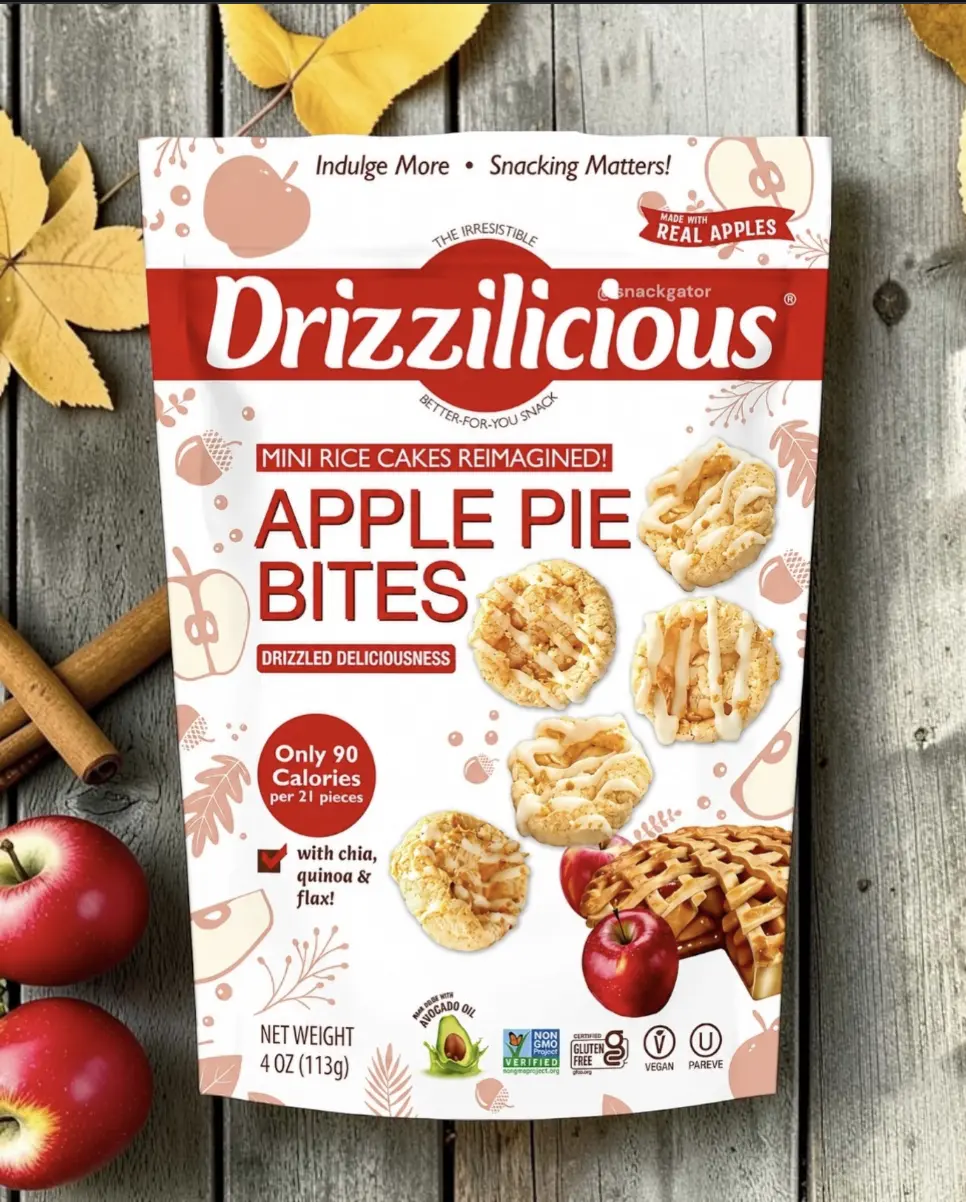 New! Apple Pie Bites Drizzilicious Mini Rice Cakes (4 oz bags)  Gluten-free, vegan, non-GMO