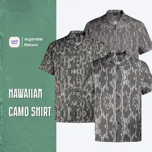 Hawaiian Camo Shirt for Men's  - Classic Fit, Short Sleeve Button-Up, Summer Outdoor Vacation Look, Perfect Gift for Dad or Him