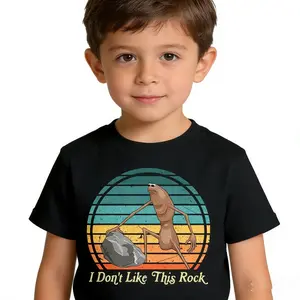 Boys and girls Retro Marcus The Worm I Don't Like This Rock Boys and girls retro Marcus bug pattern Robert help art nouveau pattern children's 100% pure cotton cute and fun T-shirt, officially licensed art merchandise