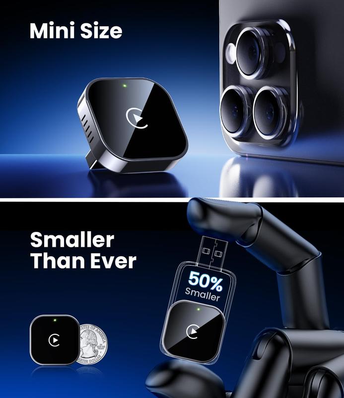 DriveView Wireless CarPlay Adapter 2025 Upgrade Wired CarPlay to Wireless, Mini USB Design for Cars with Built-in Wired Apple CarPlay Plug and Play Easy Use Fast Stable Connection Car Play for iPhone