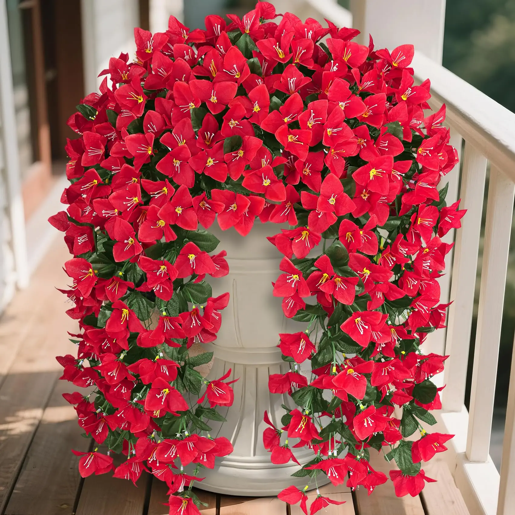 Artificial Bougainvillea Flowers Plants for Outdoors Decoration, 2pcs Faux Silk Flowers, Long Trailing Fake Vines, Artificial Hanging Flower, Decorative Outdoor Flower, Home Decor