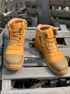 Men's Safety Work Boots, Steel Toe Kevlar Anti-Puncture Midsole, Leather Upper, Durable Rubber Sole, Industrial Use, Footwear