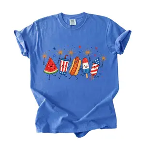 Comfort Colors Patriotic Doodle, Cute Fourth of July Shirt, Watermelon Hotdog Firework Shirt, Retro American Shirt, Funny Sumer 250th Shirt