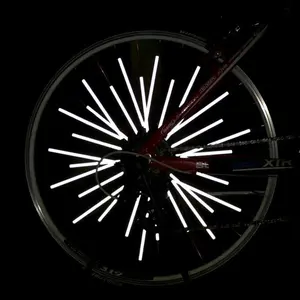 Bicycle wheel reflective spokes, waterproof and colorful, for mountain and road bikes, steel rim warning sticks