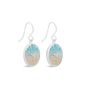 Explorer Oval Drop Earrings - Silver - Caribbean Gradient
