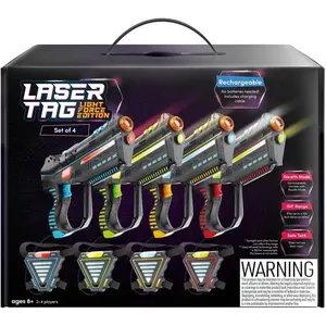 Rechargeable Laser Tag for Kids, Teens & Adults - Boys Gifts - Blasters & Vest Sensors - Fun Ideas Age 8+ Year Old Toys - 4 Set - Lazer Teen Boy Game Boys & Girls Outdoor Teenage Activities