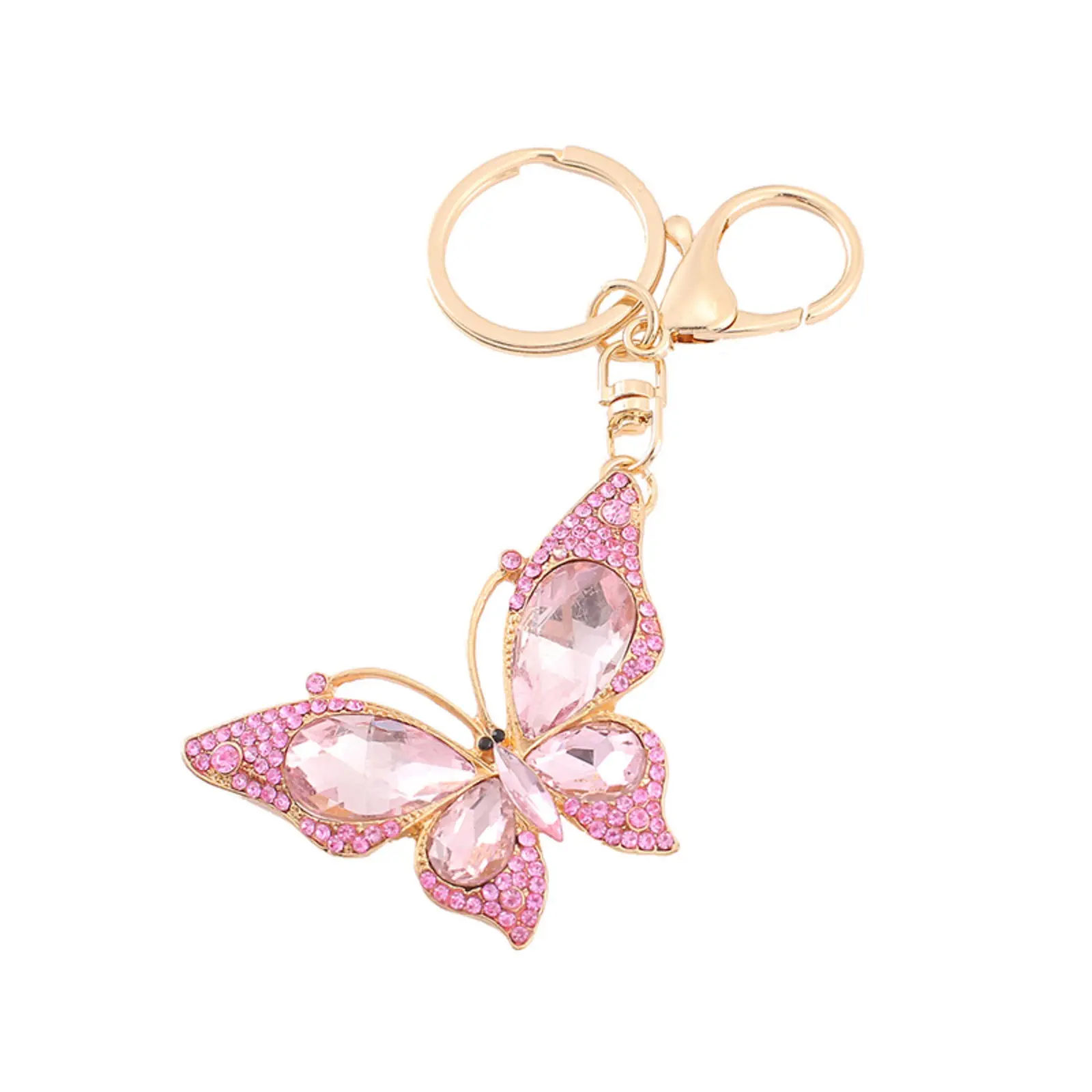 Multicolor Butterfly Keychain, Women's Bling Bling Crystal Rhinestone Alloy Charm, Car Key Accessory with Wristband Strap, Bling Bling Keychains,back to school,back to school haul
