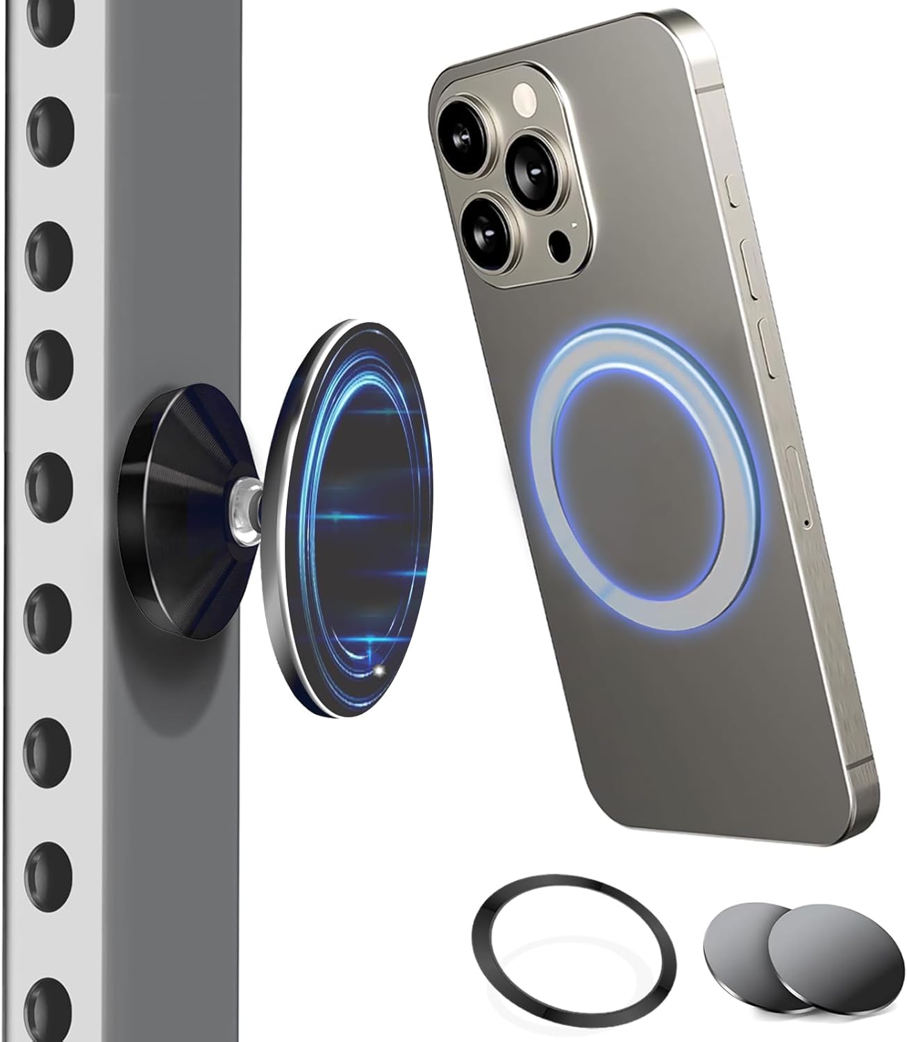 Double-Sided Magnetic Phone Holder with 360° Rotation – Strong MagSafe Compatible Mount for Gym, Golf Cart & Hands-Free Video Recording (iPhone 17/16/15/14/13)