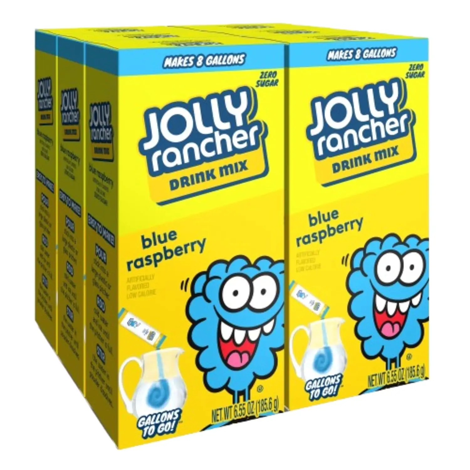 Jolly Rancher Singles To Go Variety Pack, Powdered Drink Mix, Zero Sugar, Low Calorie, Includes 4 Flavors: Green Apple, Blue Raspberry, Cherry, Watermelon, 1 Box (30 Single Servings)