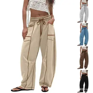 2025 Hot Sale Women's Loose Wide Leg Pants Casual Wide Leg Pants Drawstring Waist Casual Pants Sweatpants Women's High Waist Flare Leggings lightweight camo hoodie soccer  mom  outfits