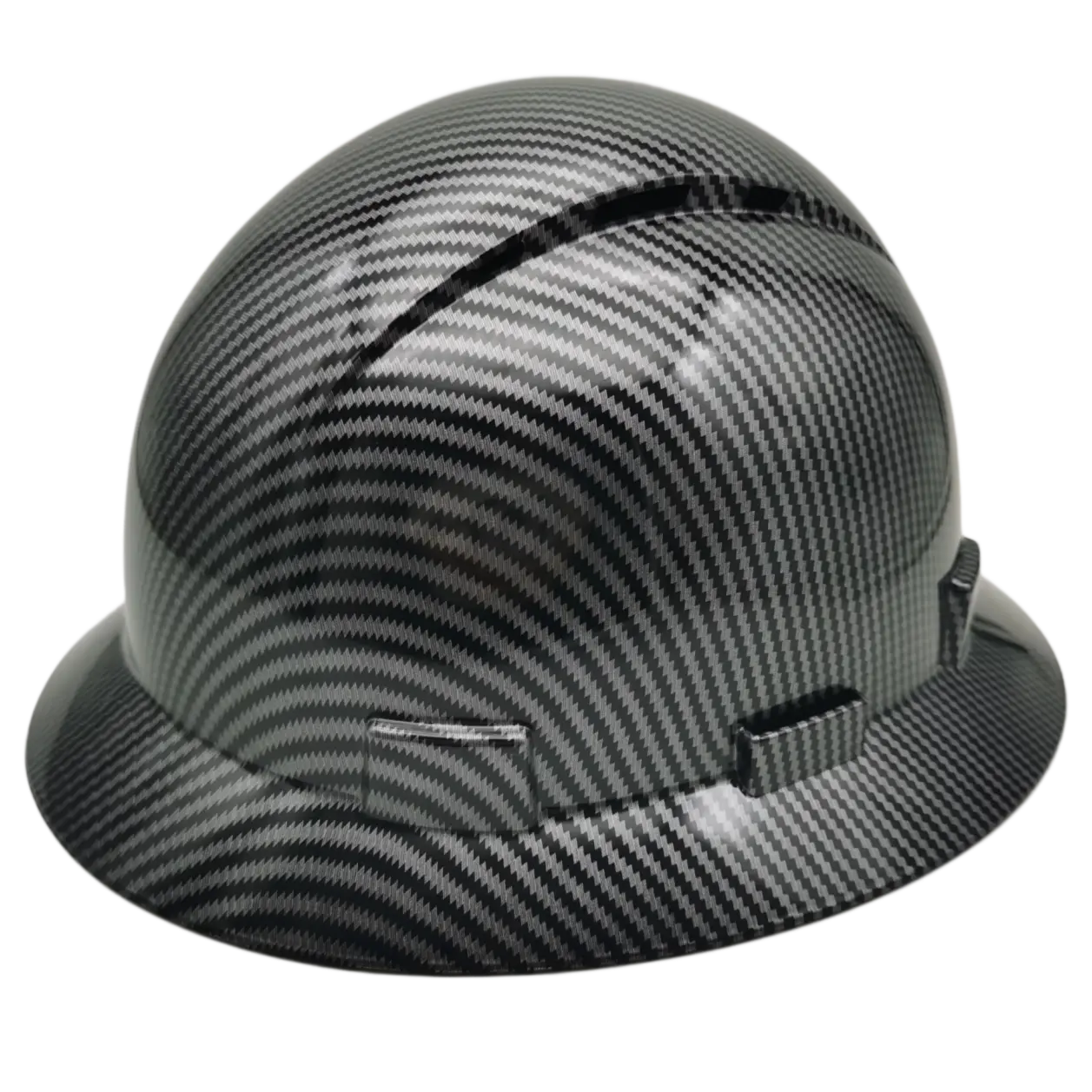Modern Hard Hat in Black Carbon Fiber Pattern with Custom Fit, Lightweight Design, and Padded Harness, 12.5 x 11.0 x 6.8 inches, Chin Strap, Protection, 6-Point Ratchet Suspension, All-Day Cushioning, Ventilation, Impact Res.
