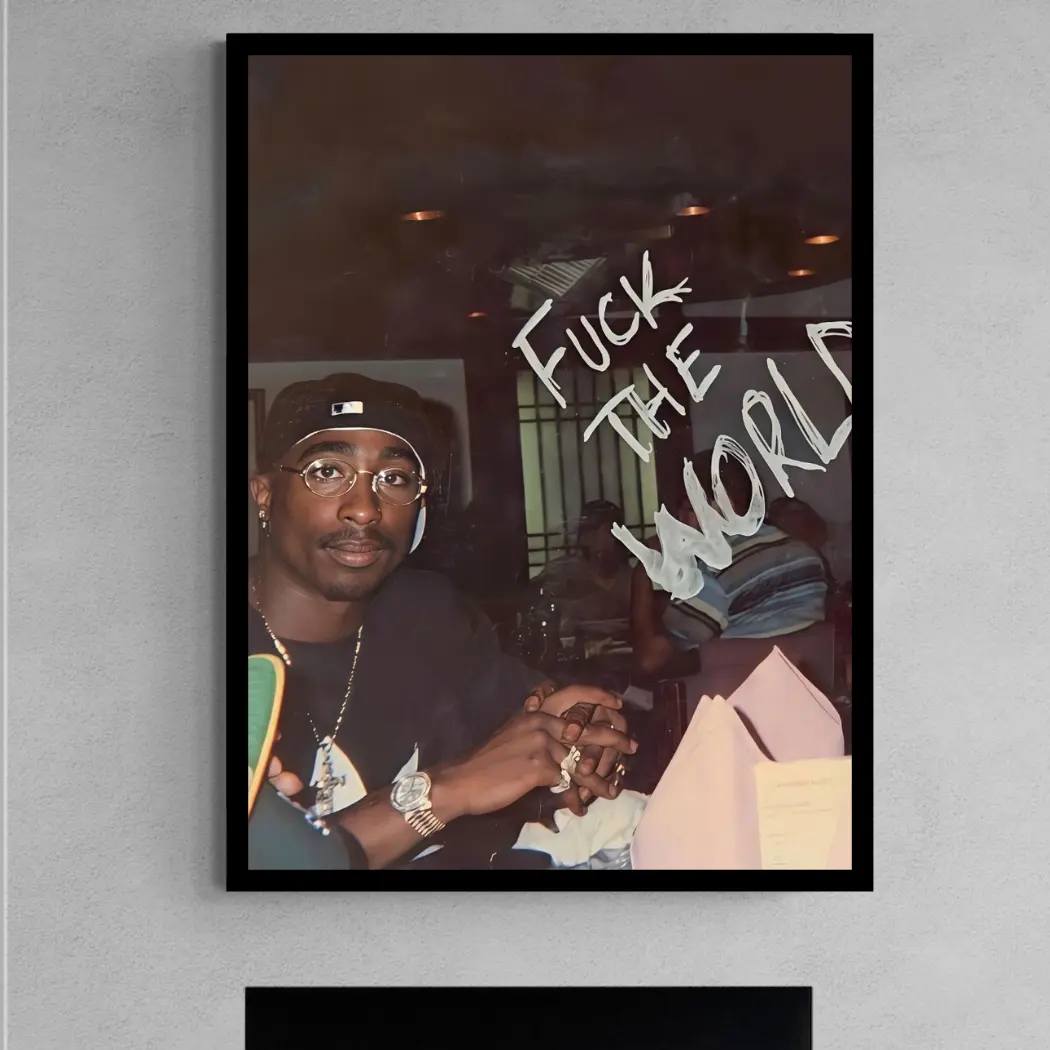 2Pac Poster ( NO INCLUDE FRAME)– Vintage Rap Aesthetic Wall Art, 90s Hip Hop Street Culture Print, Urban Music Poster, Black Room Decor, Rap Fan Gift