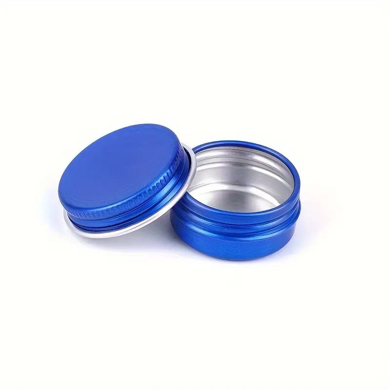 10pcs Round Thread Aluminum Box Blue Men's Suitable for Jewelry, Aluminum Box, Metal Cosmetics Jewelry Powder Packaging, Small Medicine Box, Hair Wax Hair Mud Aluminum Box, Tea Packaging Jar, Small Aluminum Box, Portable Storage Supplies