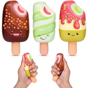 Anboor 3 Pcs Squishies Set, Food Squishies Slow Rising Soft Kawaii Popsicle Squishies for Kids Stress Relief Food Foam Squishies Toy as Party Favor
