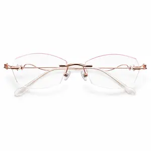 Blue Light Filtering Reading Glasses for Women & Men, HD Clear Lens Rimless Readers, Lightweight Rose Gold Frame, Comfortable Nose Pads for Reading, Computer & Daily Use