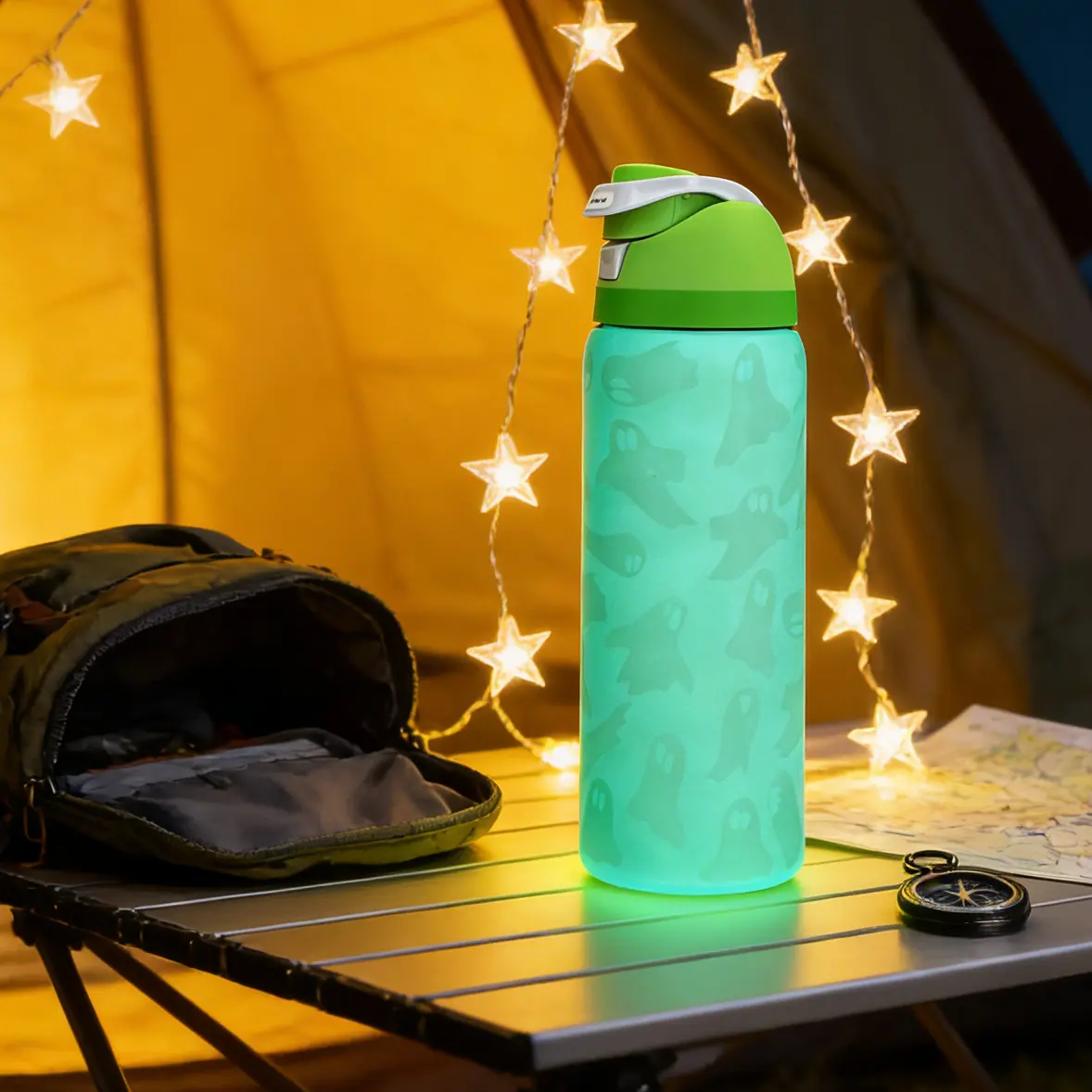 0wIaaaFluorescent Green Water stainless steel Bottle, 32OZ945ml, keeps the contents warm for over 24 h and Suitable for brewing coffee and making iced drinks. Exquisitely designed, it also glows at night. Suitable for use in various occasions.