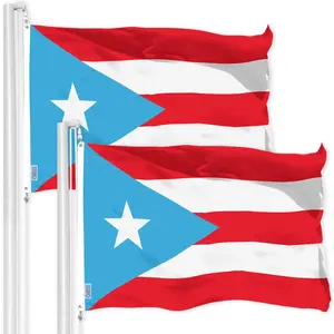 G128 2 Pack: Puerto Rico Light Blue Puerto Rican PR Flag | 4x6 Ft | LiteWeave Pro Series Printed 150D Polyester | Indoor/Outdoor, Vibrant Colors, Brass Grommets