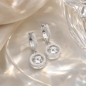 Sparkling Halo Drop Earrings for Women | Dangle CZ Diamond Hoop Earrings | Elegant Wedding & Party Jewelry