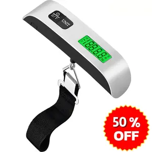 Portable Digital Luggage Scale, Pet & Hanging Baggage Scale up to 110lbs, Backlit LCD, Hook & Strap for Travel Season Prep