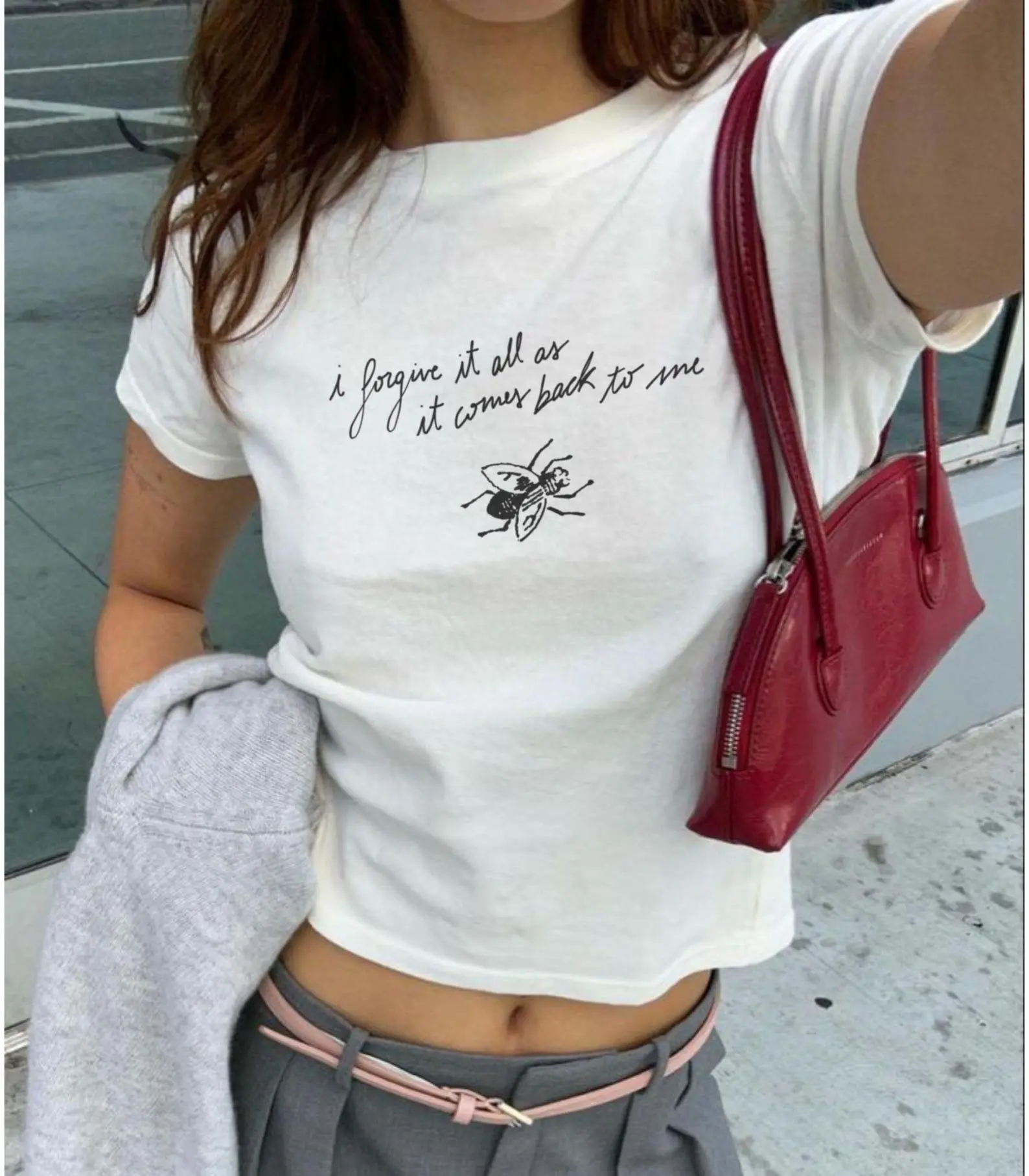 Vintage Southern Gothic Baby Tee, Sun Bleached Graphic, Americana Retro Aesthetic, Women's Fitted Top, Gothic Folk Style, 90s Inspired Gift