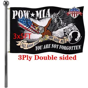 Eagle Pow Mia Flag Double Sided 3x5 Outdoor-Vivid Colors polyester 220D 3Ply Pow Flags Banner- You Are Not Forgotten Prisoner of War Mia Flag with 2 Grommets
