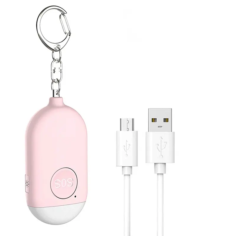 Personal Alarm Keychain, 125dB Rechargeable Household Accessory with LED Flashlight, IP44 Waterproof, PC+ABS Build, 50-Min Continuous Runtime, 1 USB Cable, Keyring Size, for Hiking & Night Runners, Increased Safety Factor