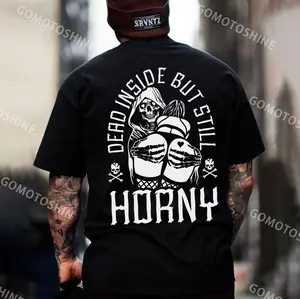 DEAD INSIDE BUT STILL HORNY Skeleton Sexy Lady Print Men's T-Shirt, Top Menswear Cotton Tee Shirt, Unisex Fashion, Soft Fabric, ShortSleeve, Regular Fit, Casual Streetwear