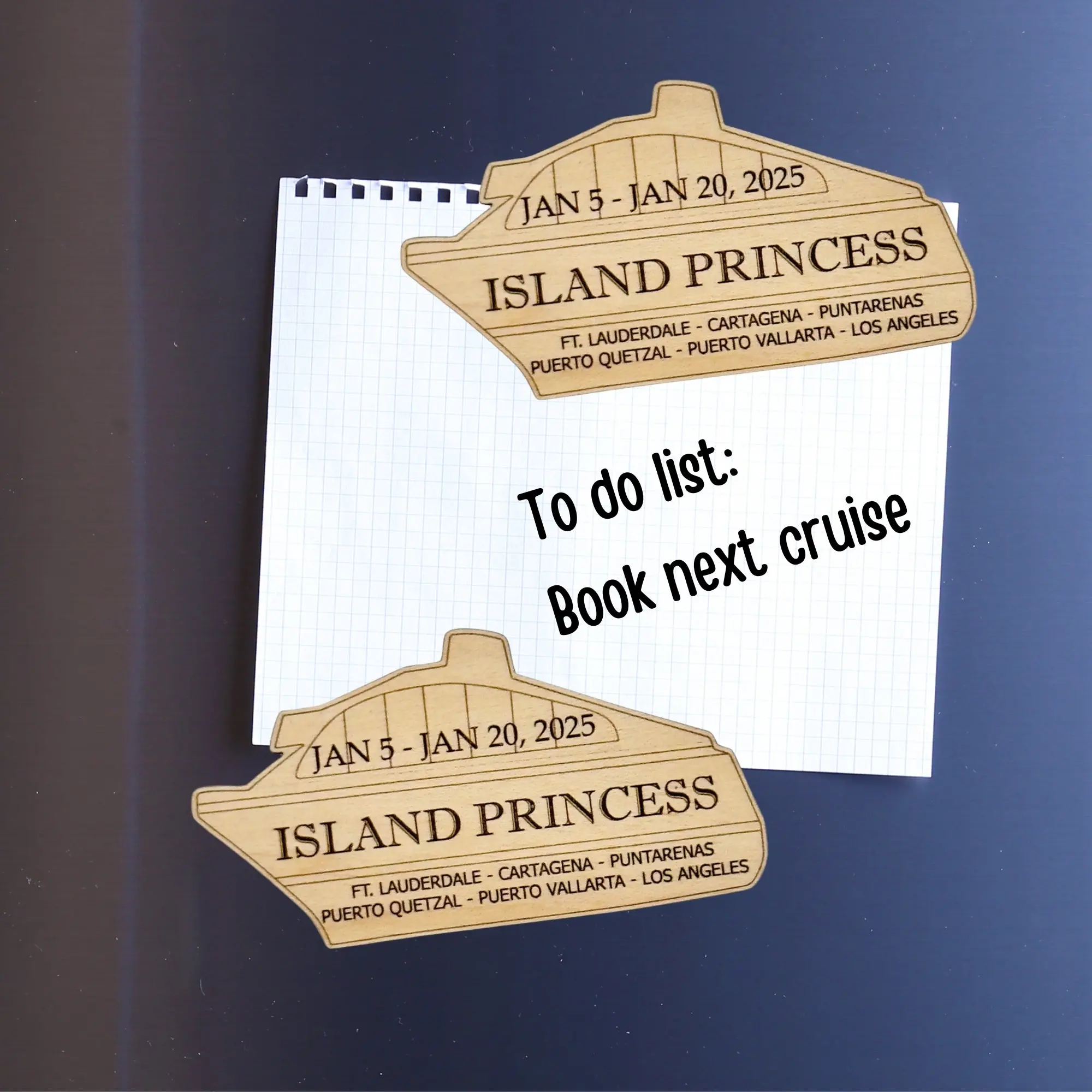 Set of 2 Personalized Cruise Door Magnets | Custom Wooden Cruise Keepsake Gift Set