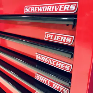 ColKy 12-Pack Magnetic Toolbox Labels for Garage Storage Tool Organization High Quality 3D Printed Personalized Magnets for Metal Cabinets Drawers Tool Chests Decor Plastic Gift