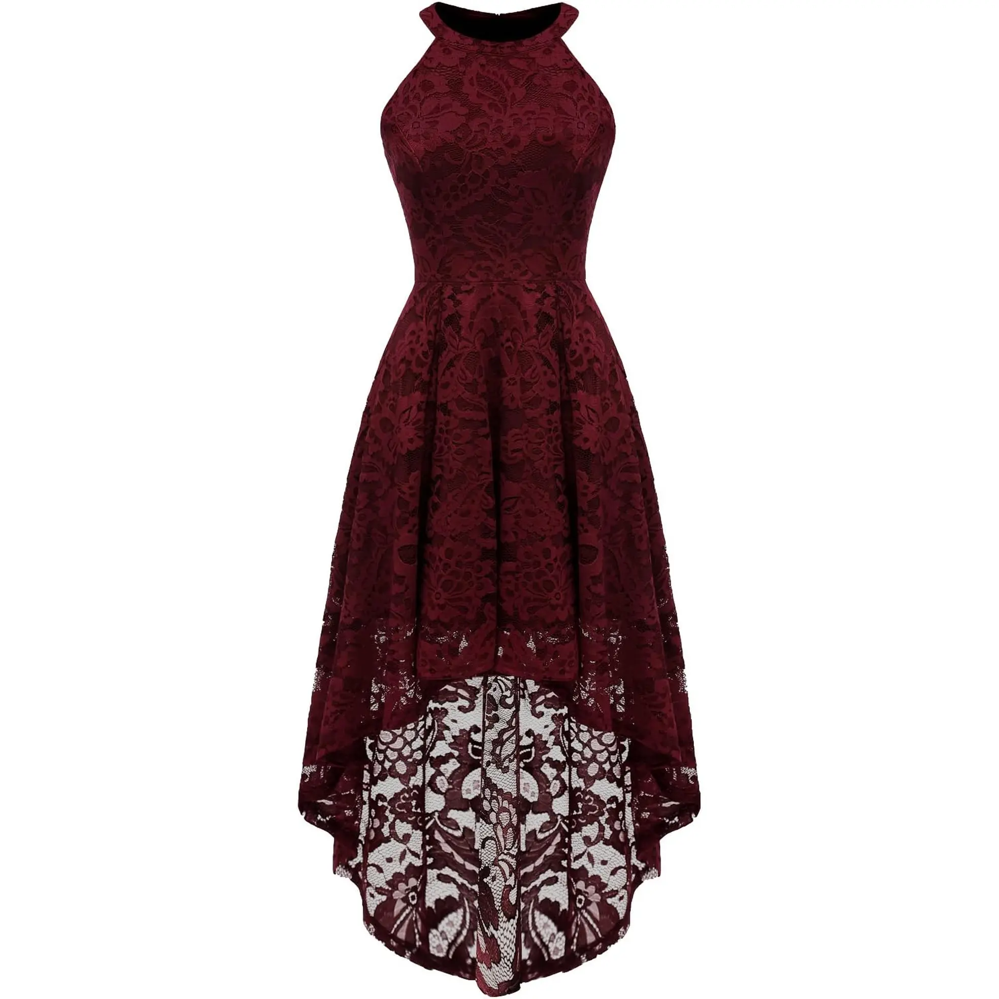 Dressystar Women Halter Lace Wedding Guest Dress Hi-Lo Cocktail Party Bridesmaid Formal Dresses Dressystar