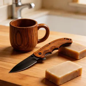 Vintage Wooden Handle Folding Tool, Camping & Hiking Essential, Perfect Gift for Dad