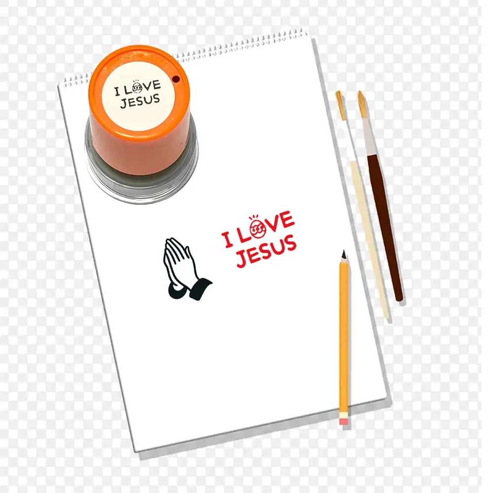 I Love Jesus Faith Stamp, Creative Prayer Hand Design, Religious Sentiment Rubber Seal, Self-Inking Ink Pad, Ideal for Gifts & Souvenirs