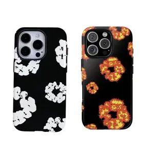 Trendy Denim Tears Cotton Wreath Pattern Hip Hop Style Heavy Duty Tough Phone Case Shockproof Drop Protection Durable Hard Cover Aesthetic for iPhone 11 12 13 14 15 16 17 Pro Max Plus