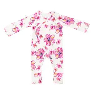 Hibiscus Kiss Bamboo Newborn Coverall - Perfect for Your Little Princess