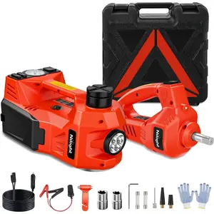 Nilight Electric Car Jack 5 Ton 12V Hydraulic with Inflatable Pump Impact Wrench LED Light 3 in 1 Portable Floor Jack for Tire Change, Heavy Duty, 5-Ton Capacity
