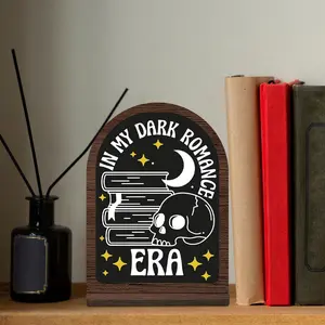 Wooden Reading Quote Sign, 1 Set Bookish Sign with Stand, Bookshelf Decor Centerpiece Decorations, Wooden Bookend Shelf Decoration