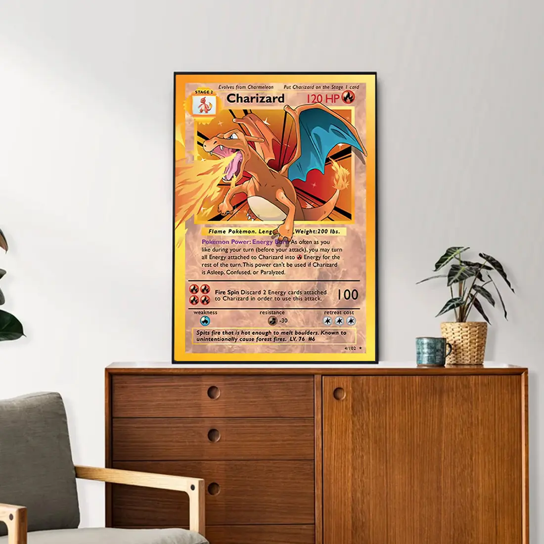 Pokemon Charizazd Cartoon Card Poster ,Charizazd Pokemon Poster Anime  Canvas Sticky Wall Art Printing Waterproof Home Living Bed Room Bar  Aesthetic Decor - TikTok Shop