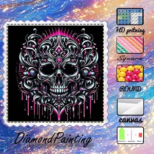 DIY 5D Flock Cloth Diamond Painting Craft Kit, AB Rhinestones, Fairy Dust Rhinestones, Crystal Rhinestones, Skull, Pattern, Bright Diamond Embroidery, Special Craft Diamond Art Kit, Wall Decor, Gift for Family, Loved Ones, and Friends