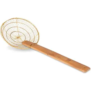 Medium 8-Inch Brass Mesh Strainer/Spider Skimmer, Robust & Elegant Kitchen Tool for Frying & Straining, Authentic Oriental Cookware 732W7-8in