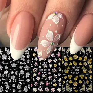 3 Sheets Spring Summer Floral Relief Nail Stickers, Botanical Design for Women, Sparkling Finish for Easy DIY Nail Art, Perfect Holiday Gift