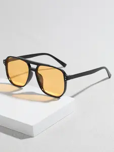 Vintage Square Pilot Sunglasses Unisex, 1970s Retro Fashion, Stylish Plastic Frame, Men and Women, Classic Aviator Style