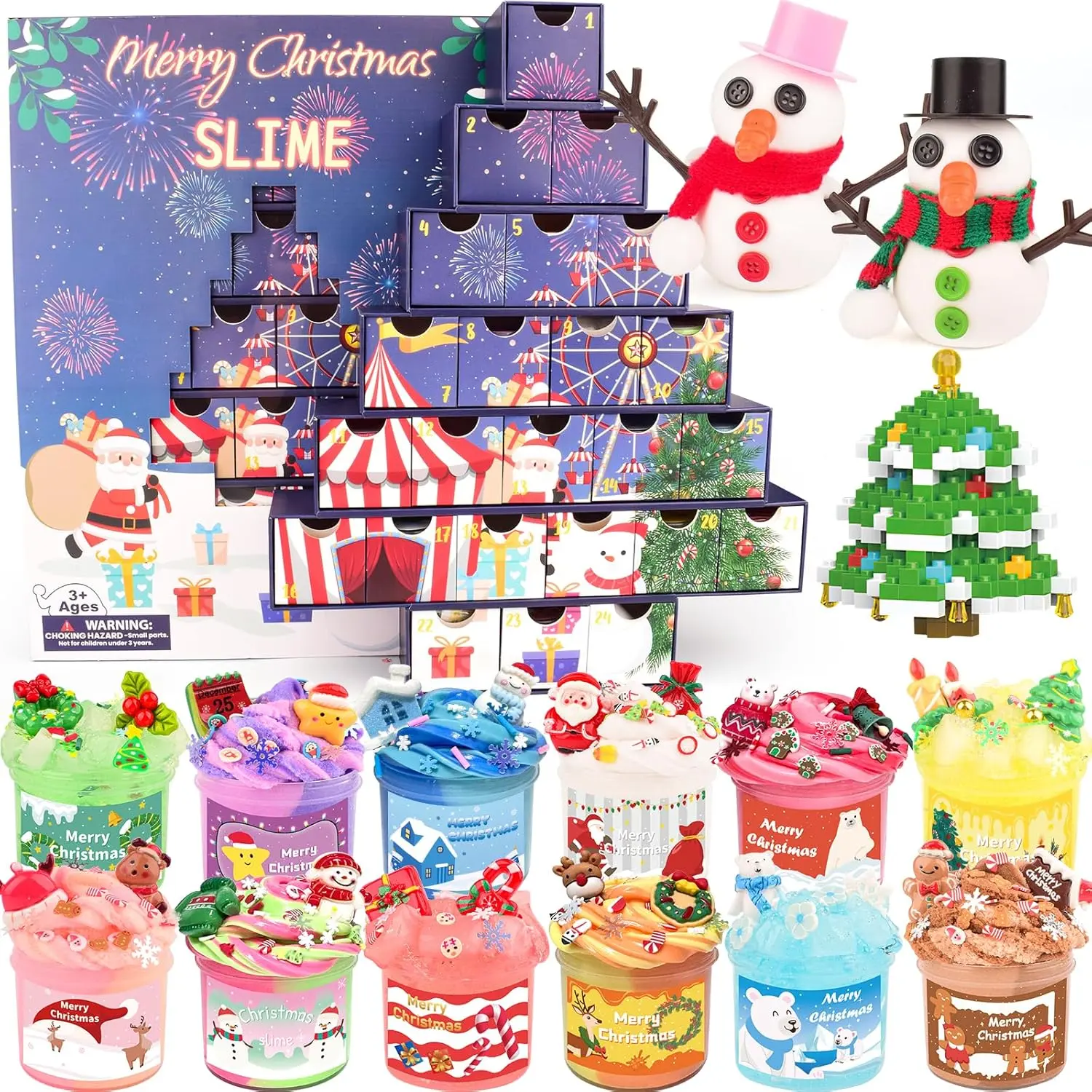 Christmas Tree Slime Advent Calendar 2026 – 24 Days Surprise Slime Kit, Christmas Countdown Calendar, Party Favors, Stocking Stuffers & Christmas Gifts for Kids, Boys & Girls Ages 5–12